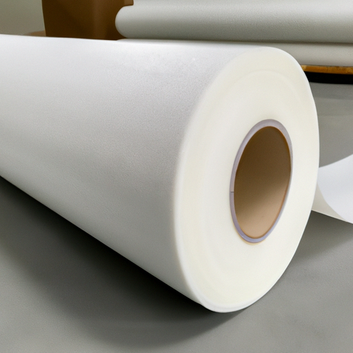 good supplier of polyurethane coated polyester fabric white adhesive felt roll in China, OEM of protective floor covering adhesive white felt roll in Chinese factory during construction,